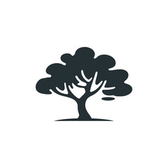 Vector illustration of a tree silhouette with green leaves, perfect for nature and ecological designs