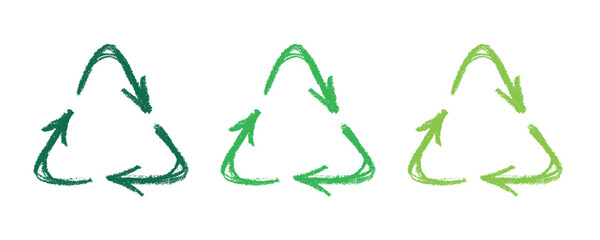 Obraz premium Hand drawn recycle arrow icon Recycling resources symbol Reuse of materials, zero waste, green environment, saving the planet