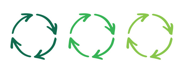 Hand drawn recycle arrow icon Recycling resources symbol Reuse of materials, zero waste, green environment, saving the planet