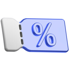 3d icon of a discount ticket or coupon	
