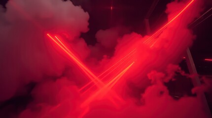 Red Laser Beams and Dramatic Fog