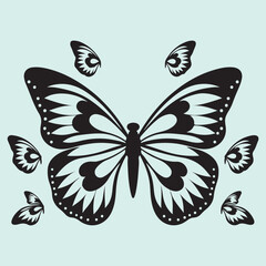 Obraz premium Butterfly Seamless Pattern Silhouette Elegant Nature Background