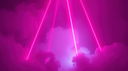 Neon Beams Through Pink Clouds