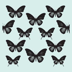 Obraz premium Minimal Butterfly Seamless Silhouette Pattern Nature Theme Background