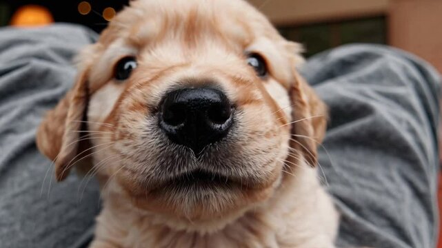 Chiot curieux en gros plan