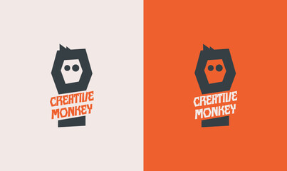 Modern creative monkey logo with bold typography and minimalist design, perfect for branding, startups, design agencies, or tech companies. © MuhammadWaqas