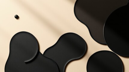 Abstract Black Shapes on Beige