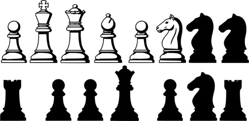 Complete set of chess pieces
