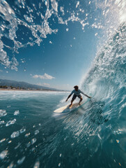 Surfer is surfing the waves