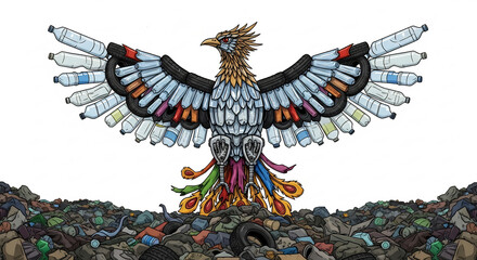 Phoenix Rising from Trash: Keep America Beautiful Week Illustration