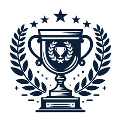 Champion Trophy with Laurel Wreath - Award Ceremony Emblem Vector