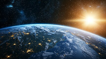 A time-lapse of Earth from space with a fading human silhouette, symbolizing a historic cosmic moment.