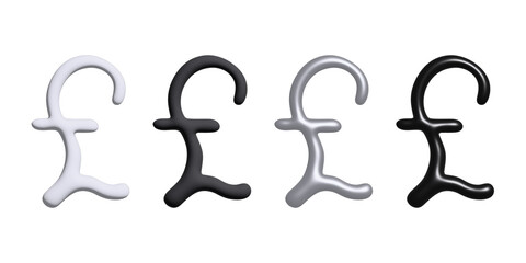 3d british pound currency symbol set Brush stroke doodle Single element for design