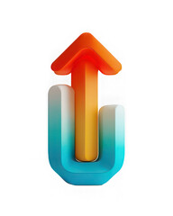 Upward arrow with gradient color, modern 3D style, isolated black