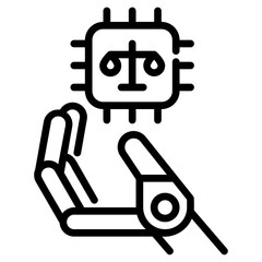 Artificial intelligence ethics. This is a vector single icon with a dashed line style. It is suitable for any purpose, such as website design, mobile app design, logo design, etc.