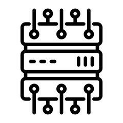 Artificial intelligence server. This is a vector single icon with a dashed line style. It is suitable for various purposes, including website design, mobile app design, and logo design.
