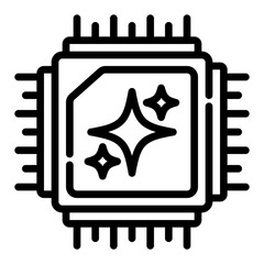 Artificial intelligence processor. This is a vector single icon with a dashed line style. It is suitable for various purposes, including website design, mobile app design, and logo design.