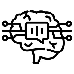 Natural language processing. This is a vector single icon with a dashed line style. It is suitable for various purposes, including website design, mobile app design, and logo design.