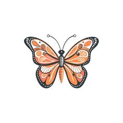 Beautiful yellow swallowtail butterfly with colorful wings isolated on a white background