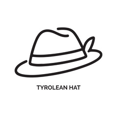 Black Line Art Tyrolean Hat Illustration Simple Design