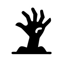 Ghoulish Halloween Icon Zombie Hand Emerging from Grave - Spooky Illustration