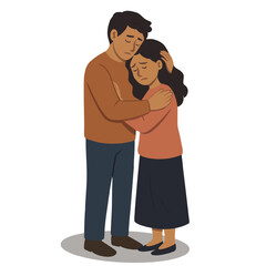 Couple Embracing During Sad Moment