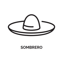 Black Line Art Sombrero Illustration Mexican Hat Icon