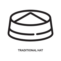 Black Line Art Illustration Traditional Hat Design
