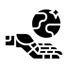 Robot hand. This is a vector single icon with a solid style. It is suitable for various purposes, including website design, mobile app design, and logo design.