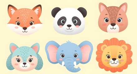 Fototapeta premium set of funny cartoon animals