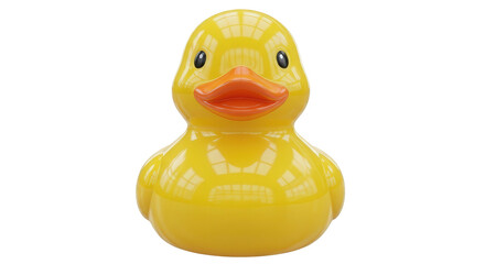 Yellow Rubber Duck Toy on White Background | Classic Bath Toy for Children, Playtime and Decorative Use