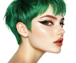 Dynamic green hair fashion portrait beauty