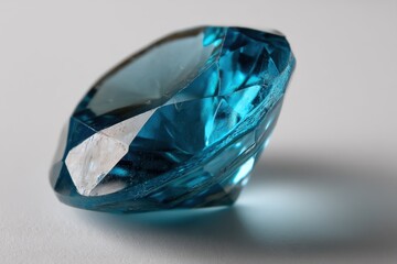 A blue diamond on a white surface