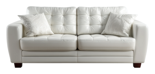 Chic white sofa with cushions for contemporary living space