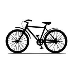 Fototapeta premium Silhouette of a classic bicycle with fenders on a white background