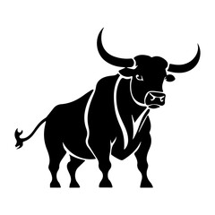 Powerful black bull silhouette illustration featuring strength, resilience, and wild nature