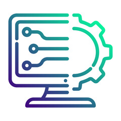 Configuration gear. This is a vector single icon with a dashed line gradient style. It is suitable for various purposes, including website design, mobile app design, and logo design.