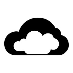 Stylized black cloud icon with white interior for technology usage
