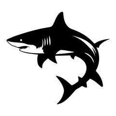 Silhouette of a Great White Shark swimming gracefully in the ocean