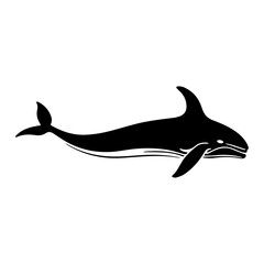 Powerful Orca Silhouette Illustration on a Clean White Background, Beautiful and Majestic