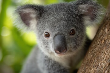 Fototapeta premium A koala bear sitting on top of a tree branch