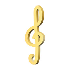 3d treble clef. Hand drawn musical symbol. Single element for print, web, design, decor, logo