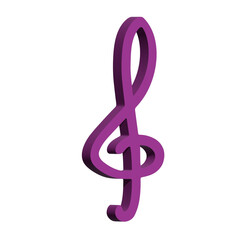 Fototapeta premium 3d treble clef. Hand drawn musical symbol. Single element for print, web, design, decor, logo