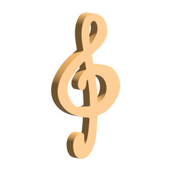 Fototapeta premium 3d treble clef. Hand drawn musical symbol. Single element for print, web, design, decor, logo