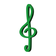 Fototapeta premium 3d treble clef. Hand drawn musical symbol. Single element for print, web, design, decor, logo