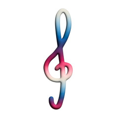 Fototapeta premium 3d treble clef. Hand drawn musical symbol. Single element for print, web, design, decor, logo