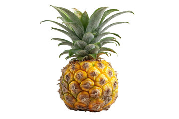 Fototapeta premium PNG Fresh ripe pineapple with green leaves isolated on black background