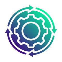 Automation gear. This is a vector single icon with a solid gradient style. It is suitable for various purposes, including website design, mobile app design, and logo design.