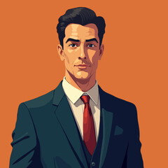 Professional businessman with tie, corporate leader, office portrait, modern suit, career success, business illustration, businessman sketch, corporate art, office design, professional lifestyle, 