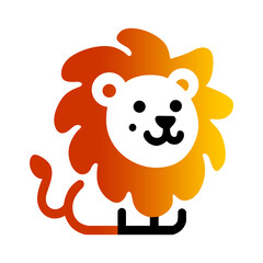 Cute cartoon lion with a bright orange mane